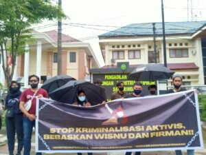 Kawal Pembebasan Ucup Dan Firman, Aliansi Mahakam Gelar Aksi di PN Samarinda