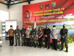 Jelang HUT TNI, Korem Aji Surya Natakesuma Bersama FKPPI Gelar Serbuan Vaksinasi