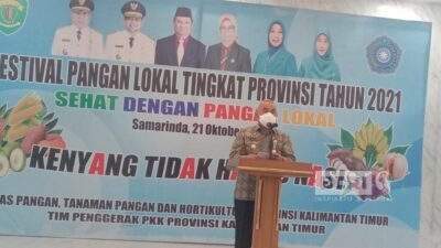 Gubernur Kaltim, Isran Noor saat sambutan dan membuka agenda festival pangan lokal tingkat provinsi Kaltim. ©Dodi/beri.id